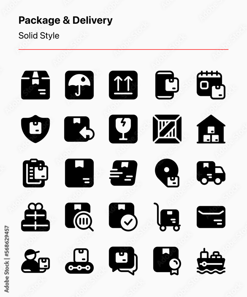 Customizable set of package and delivery icons covering shipping and delivery elements, package kinds, and signages. Perfect for apps and websites interfaces, ecommerce, marketplaces, businesses, etc Customizable set of package and delivery icons covering shipping and delivery elements, package kinds, and signages. Perfect for apps and websites interfaces, ecommerce, marketplaces, businesses, etc