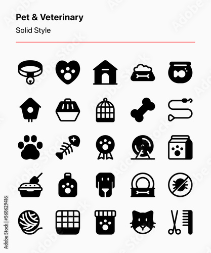 Customizable set of pet and veterinary icons for businesses, presentations, product catalogs, marketing, graphic design, etc