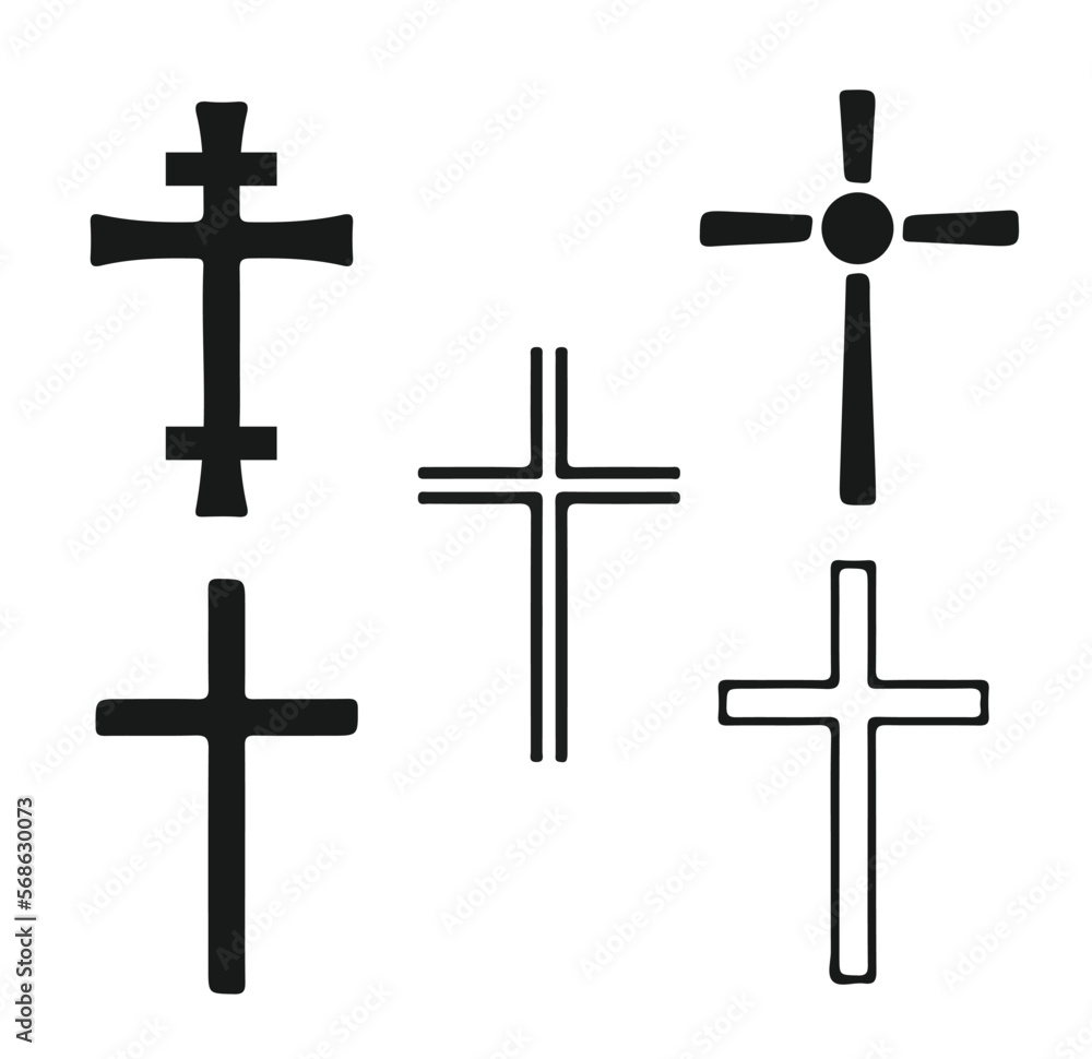 Cross symbol. Christian cross icon collection. Vector