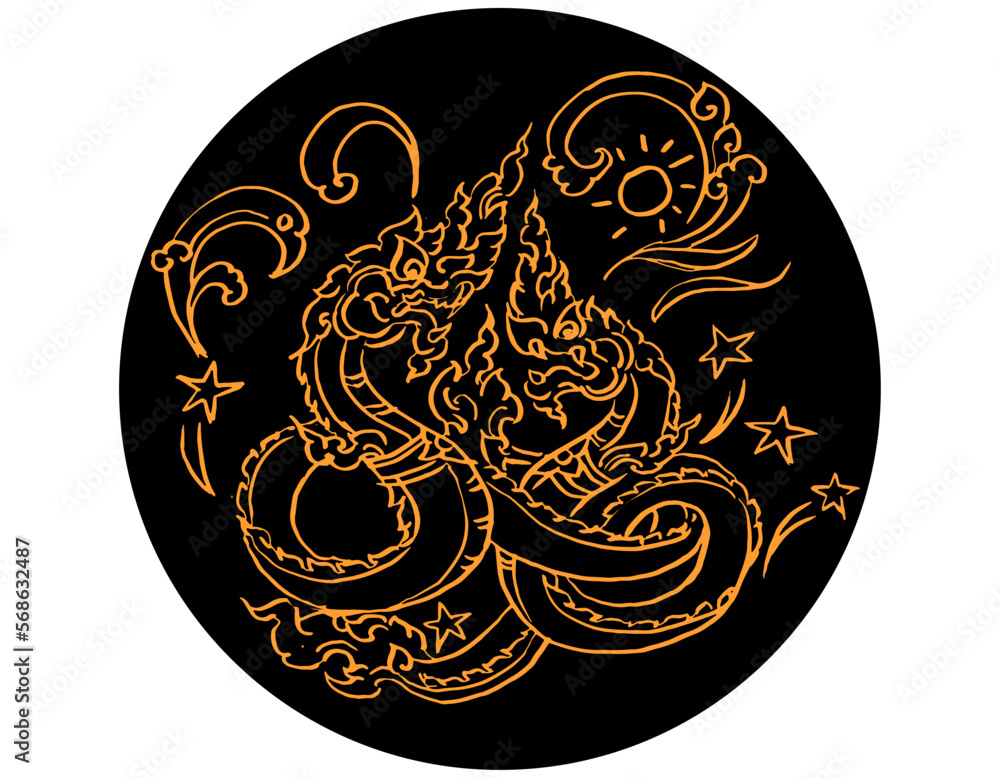 Naga in the black moon vector for card illustration decoration Naga in the black moon vector for card illustration decoration