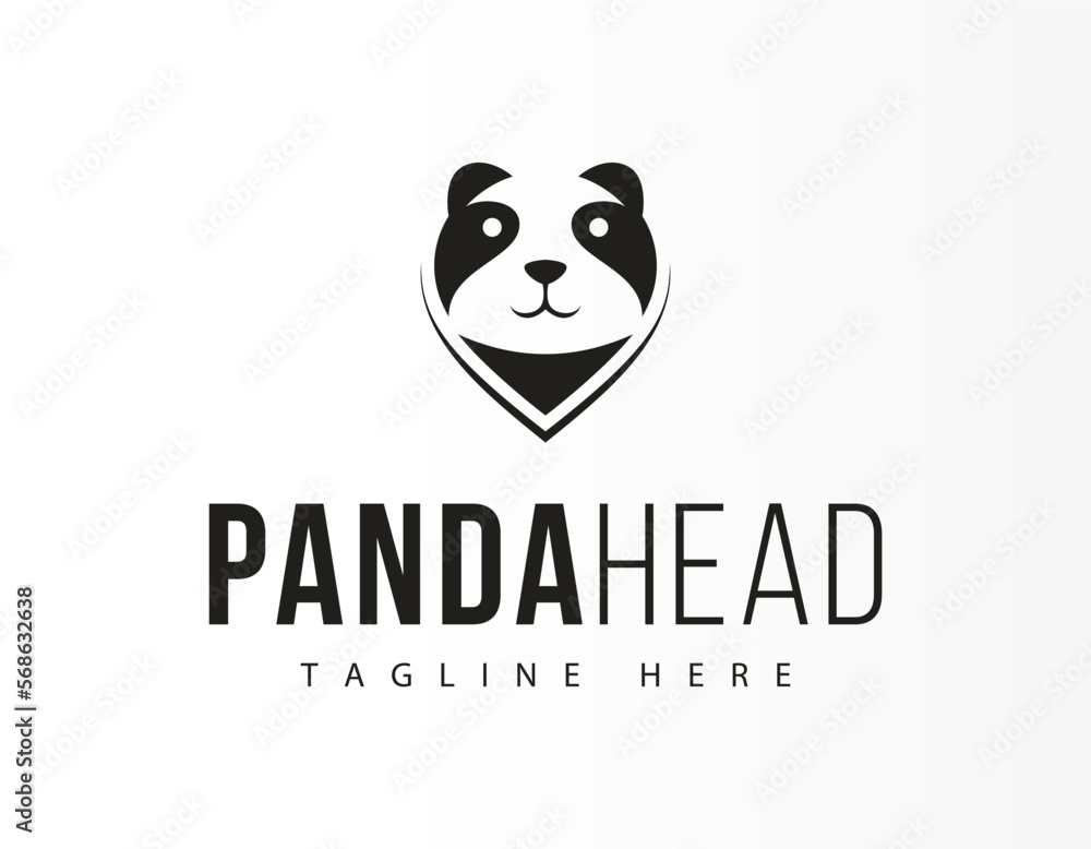 Panda Head Map Pointer Logo Icon Design Template Panda Head Map Pointer Logo Icon Design Template