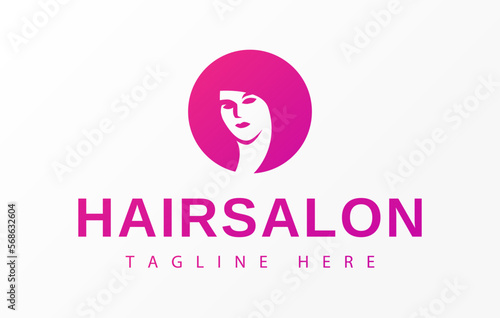 Beauty Woman Salon Logo Design. Salon Hair Style Vector Illustration.
