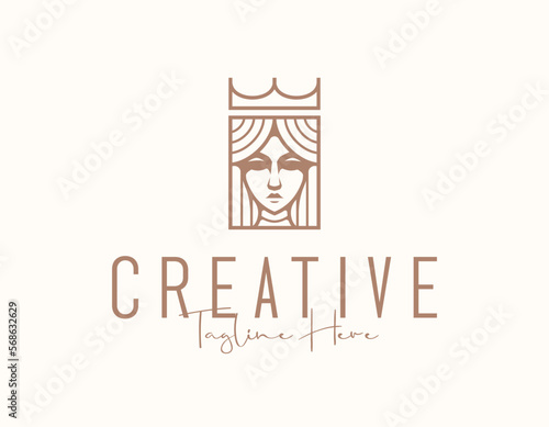 Queen Crown Beauty Woman Logo Design Template