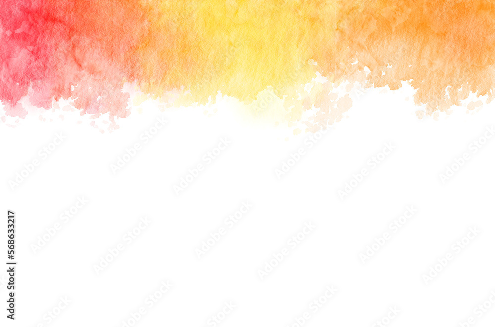 Fototapeta premium Red Orange Yellow Top Border Edge Watercolor Design Element