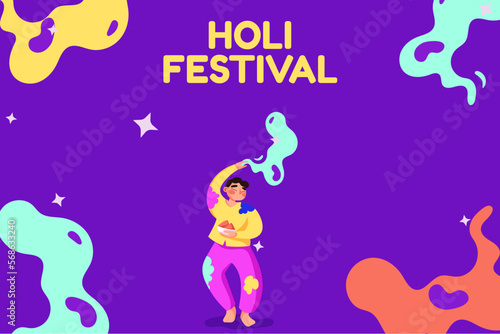 Happy Holi background. Indian color festval. Vector illustration. 