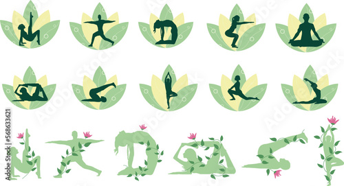 Yoga, Health and Fitness Vector Collection, Wellness and Meditation Printables, Flyers, Poster Icons