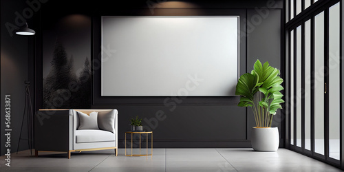 Mockup Poster in luxury lobby for ads. Generative AI