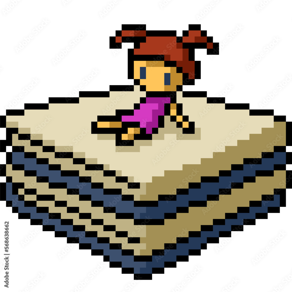 Naklejka premium pixel art doll on blanket