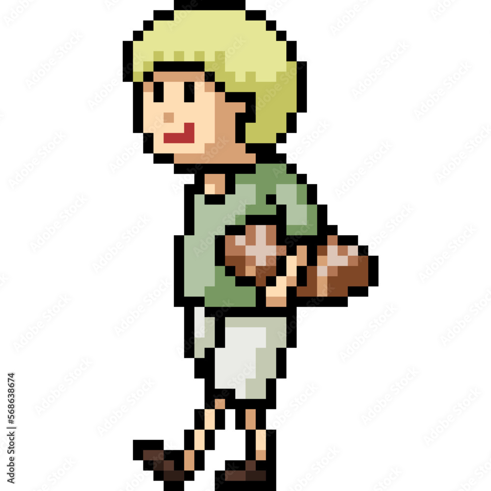Fototapeta premium pixel art boy play ball