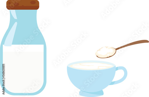 milk bottle and kefir vector  illustration