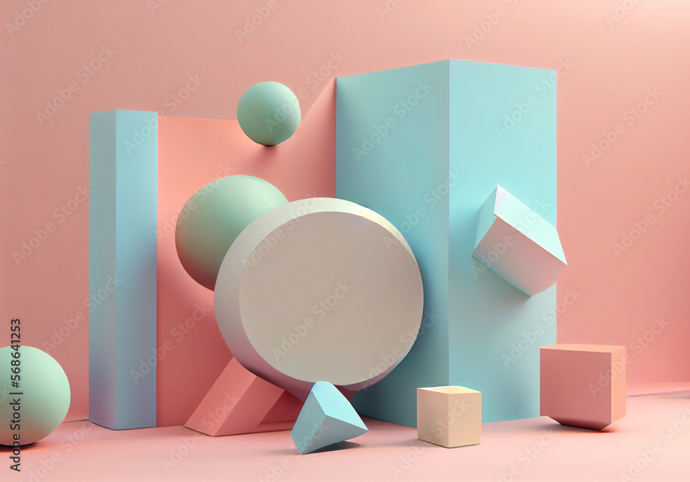 Pastel Abstract background and decoration scene template. geometric shape for the presentation background.Generative AI Pastel Abstract background and decoration scene template. geometric shape for the presentation background.Generative AI