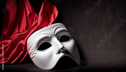 Opera art mask on stage, costume Venice vintage party, Opera day, Generative AI