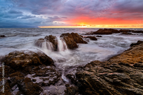 Sunset Ocean Inspirational Nature Seascape Landscape Rocks High Resolution