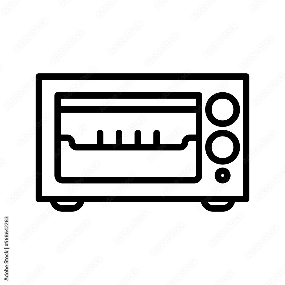 Fototapeta premium Microwave oven home appliances outline vector icon illustration