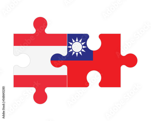 Puzzle of flags of Austria and Taiwan, vector photo