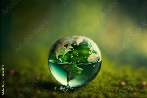 World water day. Globe Concept design for planet earth made of water illustration  nature  green  generative ai