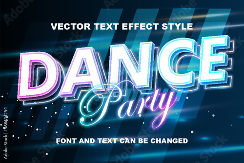 dance party neon light typography lettering 3d editable text effect font style template design for wallpaper banner poster flyer background