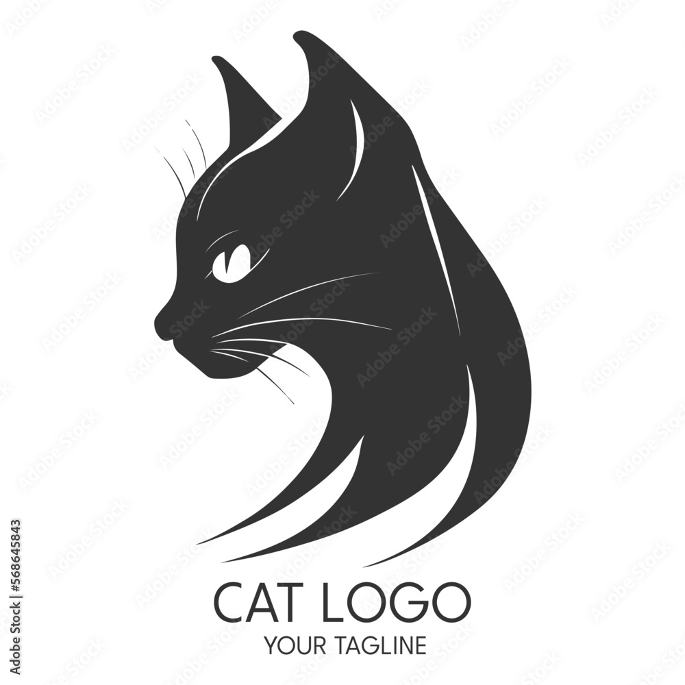 Silhouette art cat logo, vector template Silhouette art cat logo, vector template