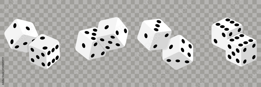 Dice collection. Game dice in isometric design. Vector 3d icon - obrazy, fototapety, plakaty 