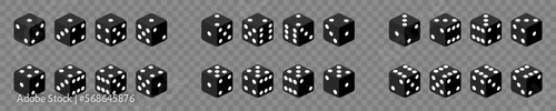 Dice collection. Game dice in isometric design. Vector 3d icon
