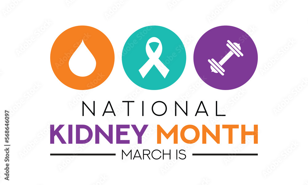 National Kidney month observed annually in March to raise awareness about kidney disease.Medical healthcare concept.Poster banner and background vector illustration. National Kidney month observed annually in March to raise awareness about kidney disease.Medical healthcare concept.Poster banner and background vector illustration.