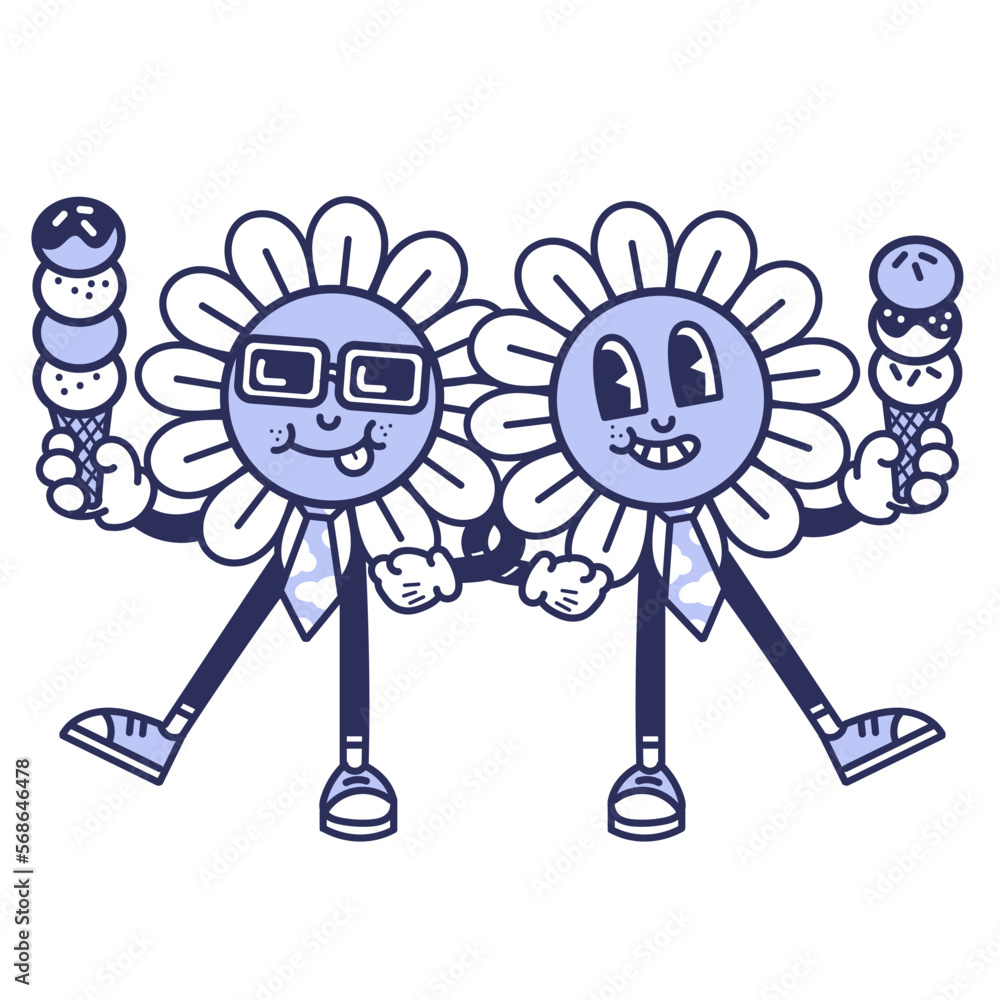 Flower Retro Character Flower Retro Character