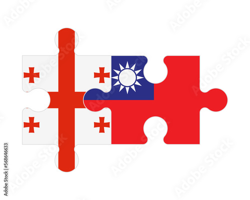 Puzzle of flags of Georgia and Taiwan, vector
