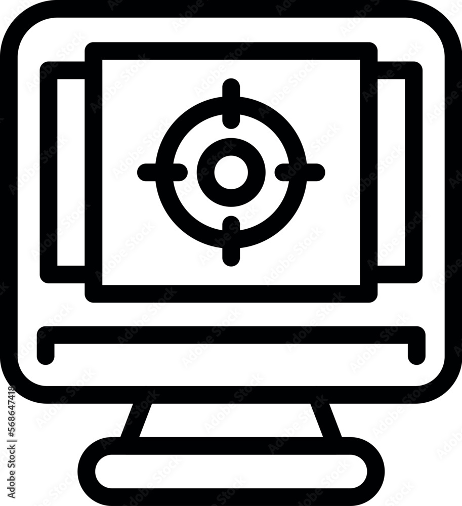 Monitor target icon outline vector. Plotter device. Format offset Monitor target icon outline vector. Plotter device. Format offset