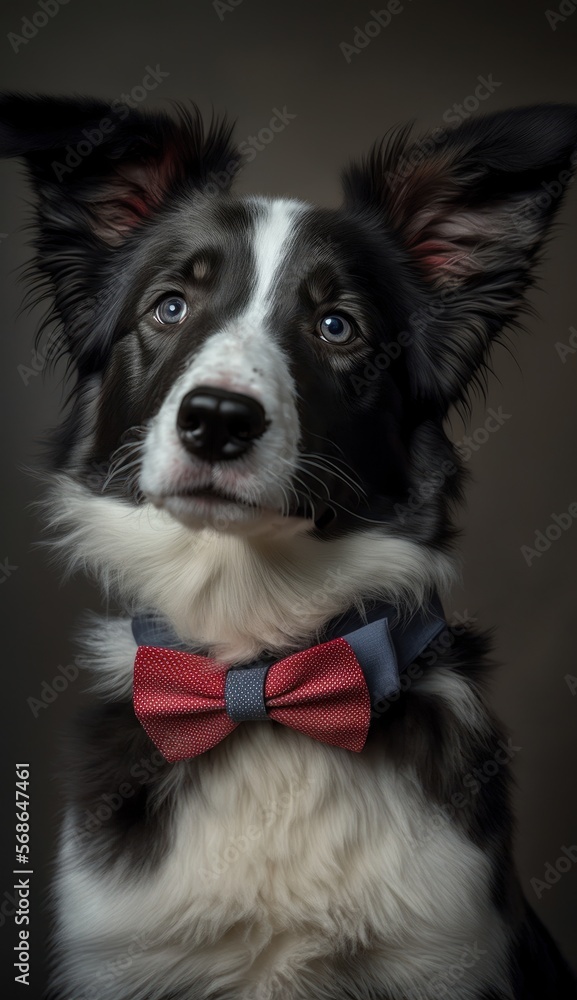 Stylish Humanoid Gentleman Dog in a Formal Well-Made Bow Tie at a Business Dance Party Ball Celebration - Realistic Portrait Illustration Art Showcasing Cute and Cool Collie (generative AI) Stylish Humanoid Gentleman Dog in a Formal Well-Made Bow Tie at a Business Dance Party Ball Celebration - Realistic Portrait Illustration Art Showcasing Cute and Cool Collie (generative AI)