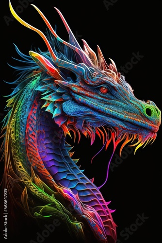 Colored dragon illustration © Giulia