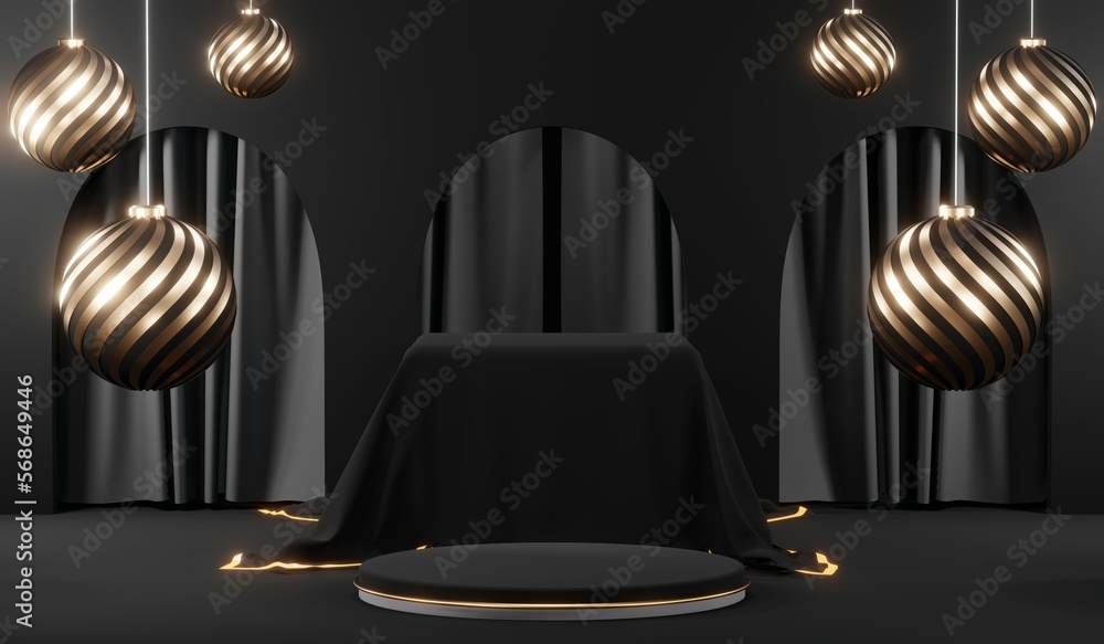 3d render black podium background showcases a premium, minimal and modern design with a combination of geometric shapes, golden glitter and a realistic studio room setting, creating a perfect platform 3d render black podium background showcases a premium, minimal and modern design with a combination of geometric shapes, golden glitter and a realistic studio room setting, creating a perfect platform