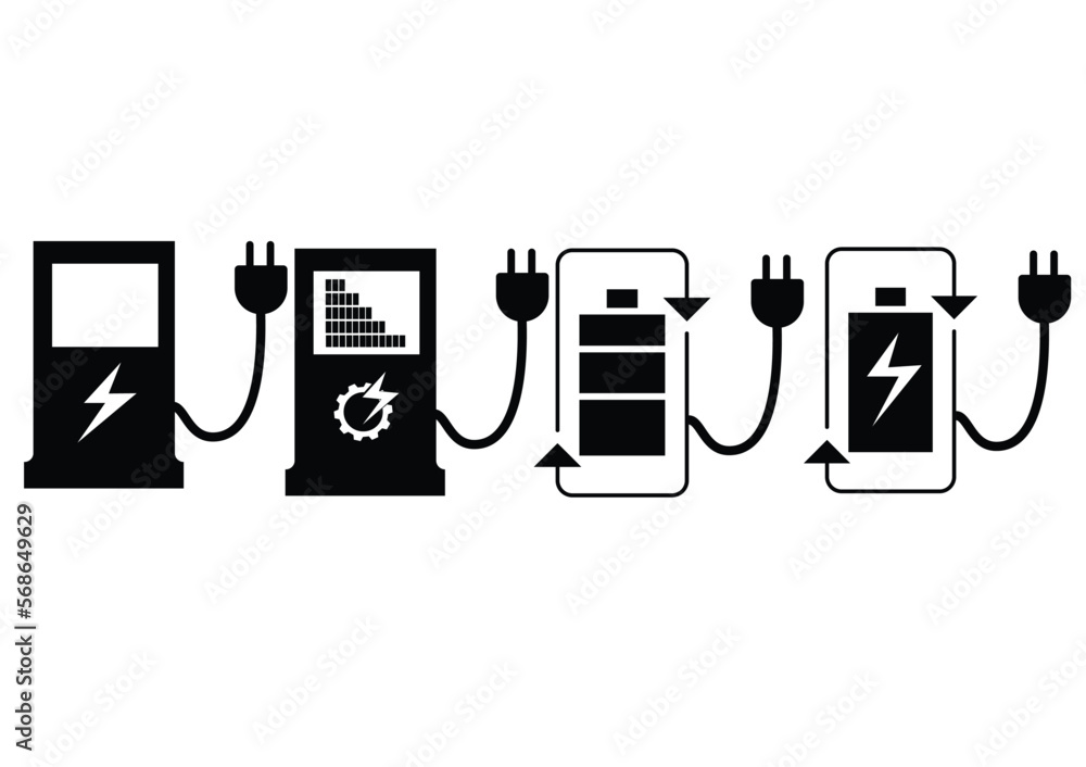 electric charging station sign electric car refueling icon symbol green hybrid car charging point Stock Illustration electric charging station sign electric car refueling icon symbol green hybrid car charging point Stock Illustration