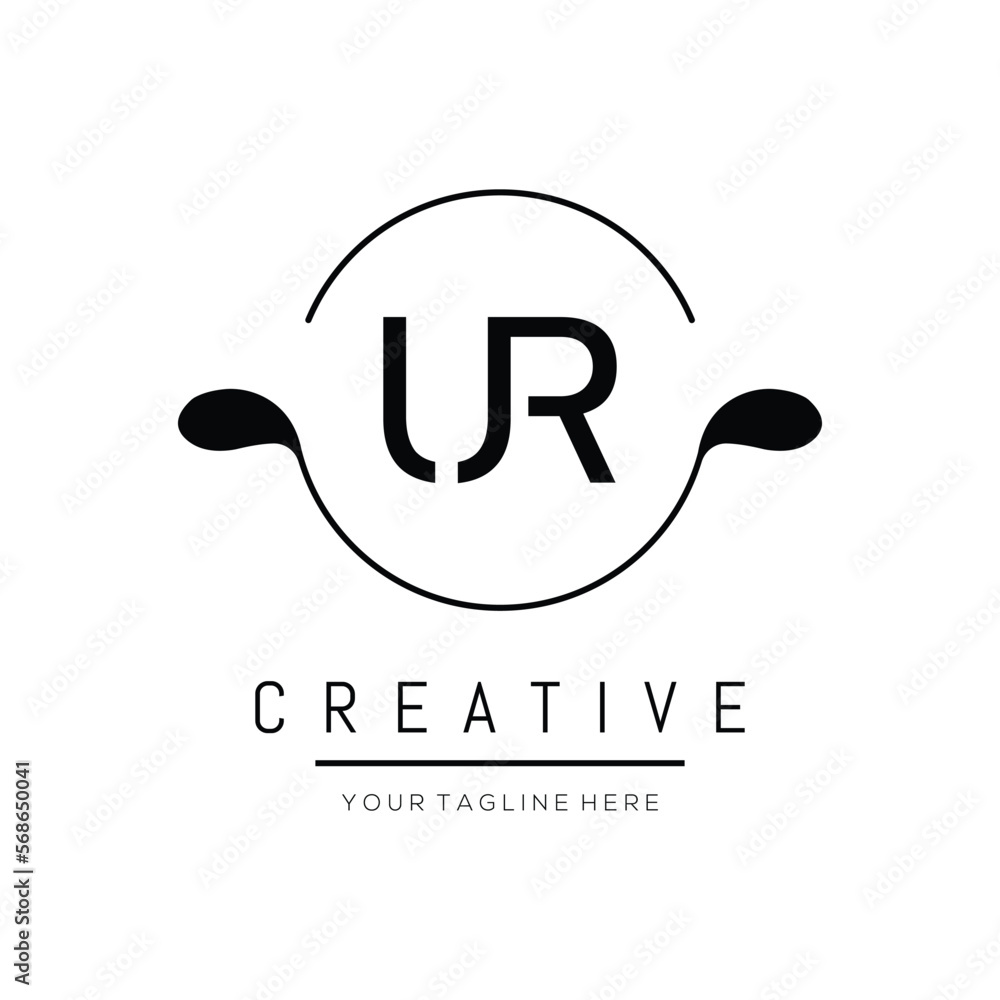 creative initial UR letter logo design with circle element. UR letter logo design vector illustration template
