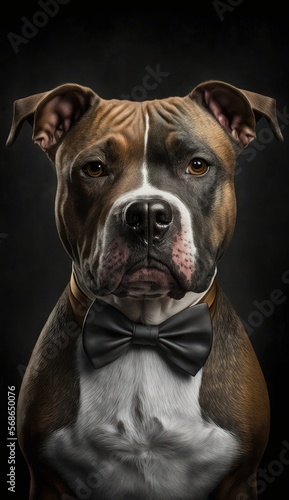 Stylish Humanoid Gentleman Animal in a Formal Well-Made Bow Tie at a Business Dance Party Ball Celebration - Realistic Portrait Illustration Art Showcasing Cute and Cool Bull (generative AI)