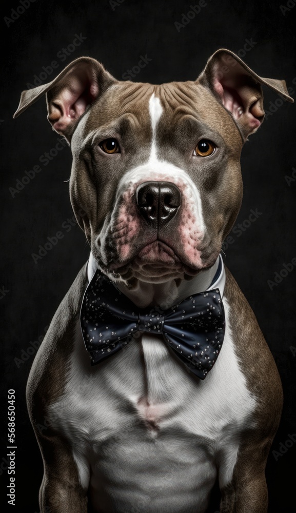 Stylish Humanoid Gentleman Animal in a Formal Well-Made Bow Tie at a Business Dance Party Ball Celebration - Realistic Portrait Illustration Art Showcasing Cute and Cool Bull  (generative AI)