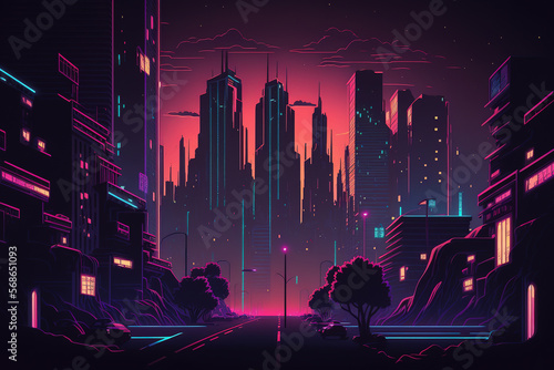Night city  Cyberpunk style illustration  Ai generated