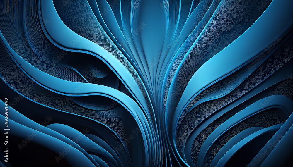 Obraz premium Abstract 3d blue wave technology background. Generative AI.
