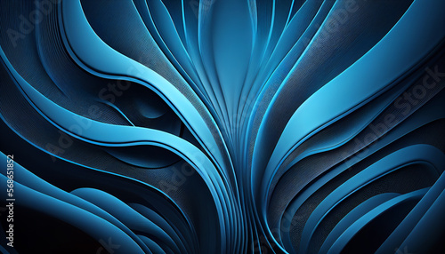 Abstract 3d blue wave technology background. Generative AI.