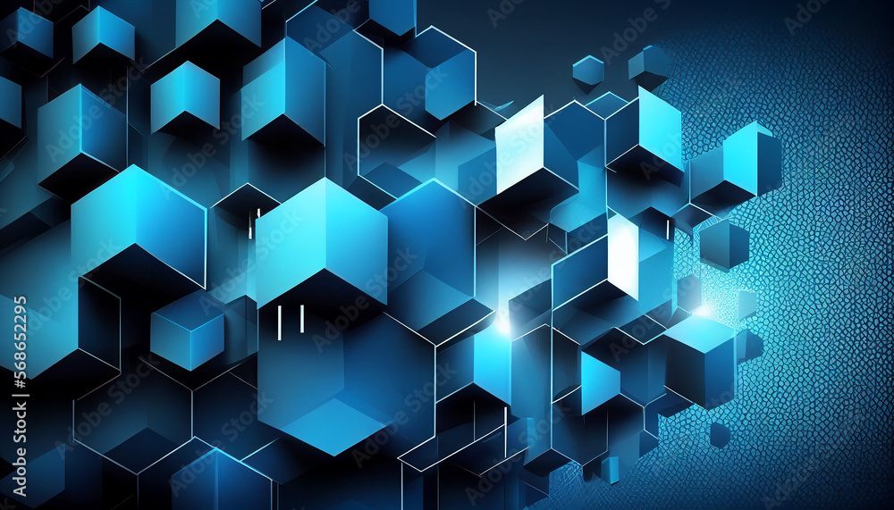 Blue 3d technology abstract background for presentation design. Futuristic Particles for business, Science and technology background. Generative AI. Blue 3d technology abstract background for presentation design. Futuristic Particles for business, Science and technology background. Generative AI.