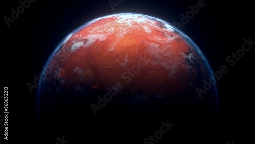 3D render of planet Mars with atmosphere (ID: 568652213)