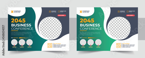 Business webinar Conference Concept Banner Template or social media horizontal banner design, Live conference banner design template.