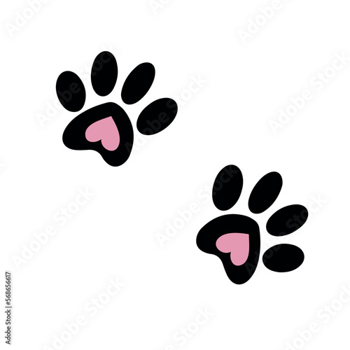 Silhouette of a cat s paw. Paw prints. A dog or cat puppy icon. A trace of a pet.