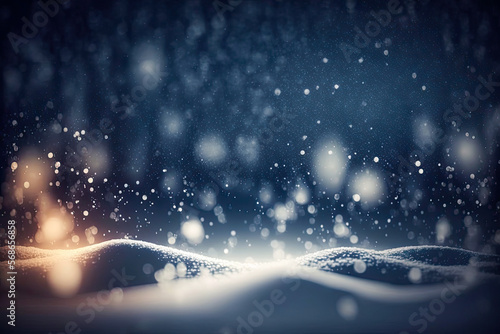 night Snow background 4k, beautiful texture with snowflakes. Generative AI