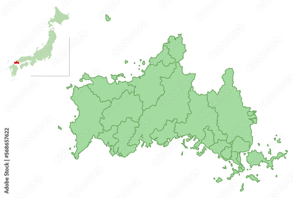 Obraz premium 山口 地図 市町村 アイコン