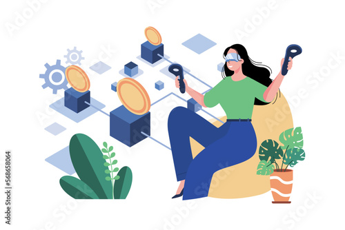 AR Blockchain Platform Illustration concept on white background