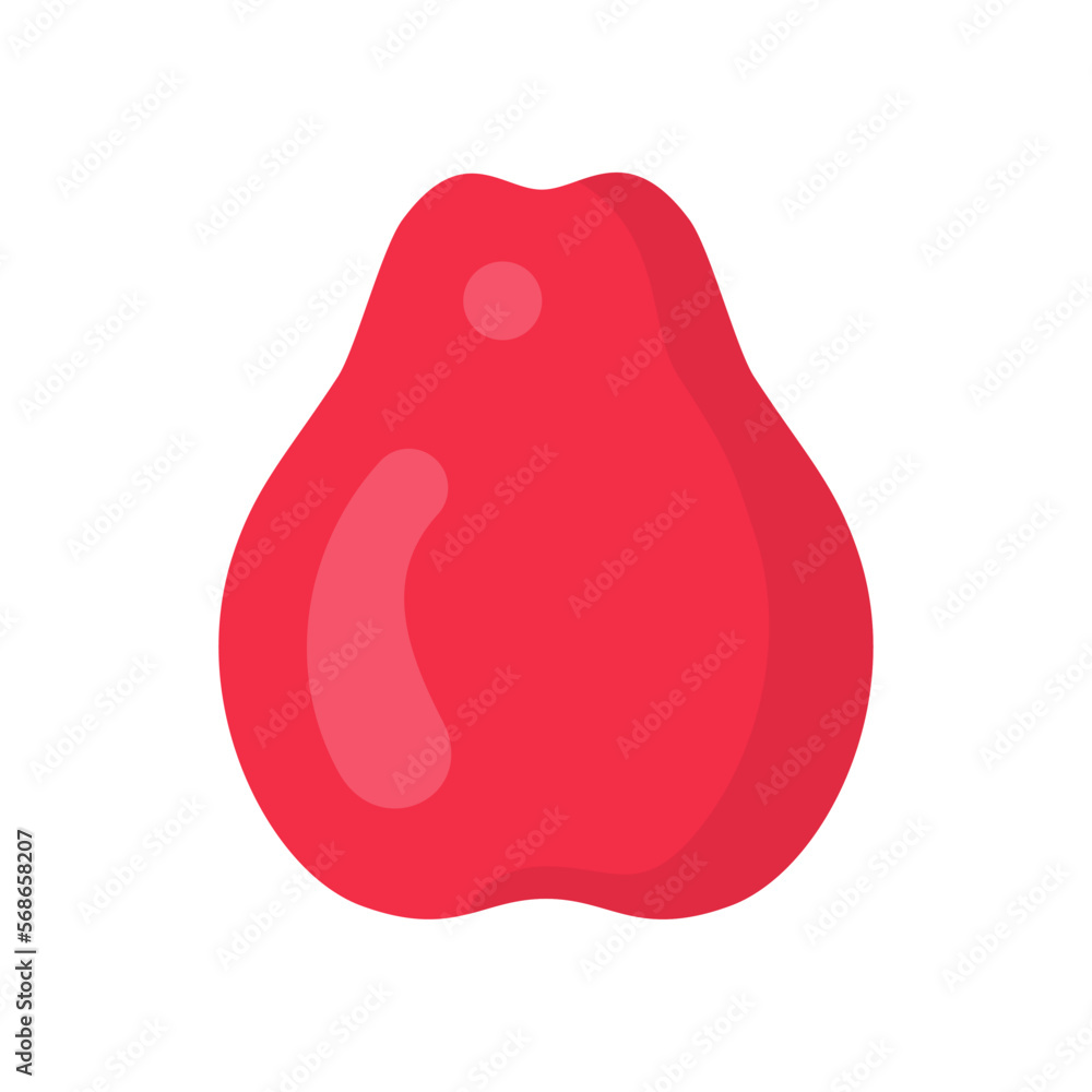 Cute rose apple or chompu exotic fruit, isolated colorful vector icon