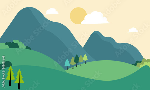 Green nature forest landscape scenery banner background Illustration  Spring Illustration