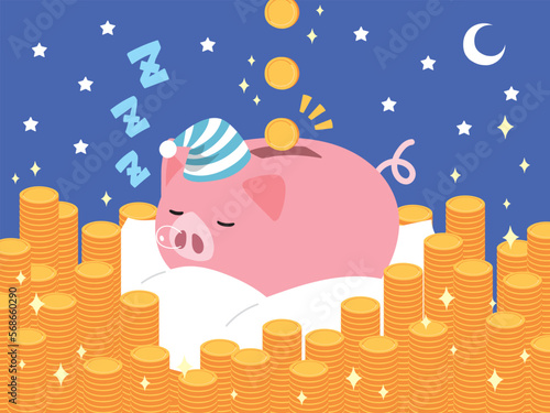 寝てる間にお金が貯まる横向きの豚の貯金箱