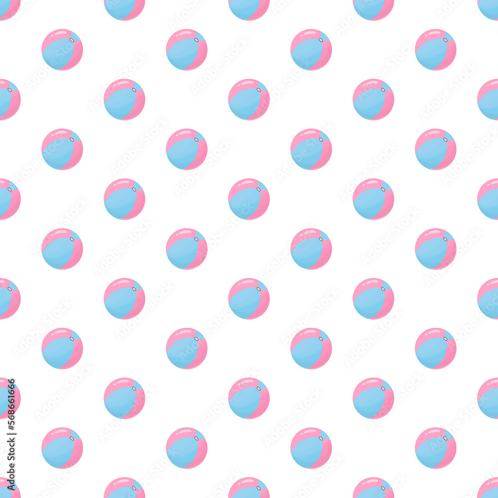 Beach Ball Vacations Seamless Pattern On Transpareent PNG Background 