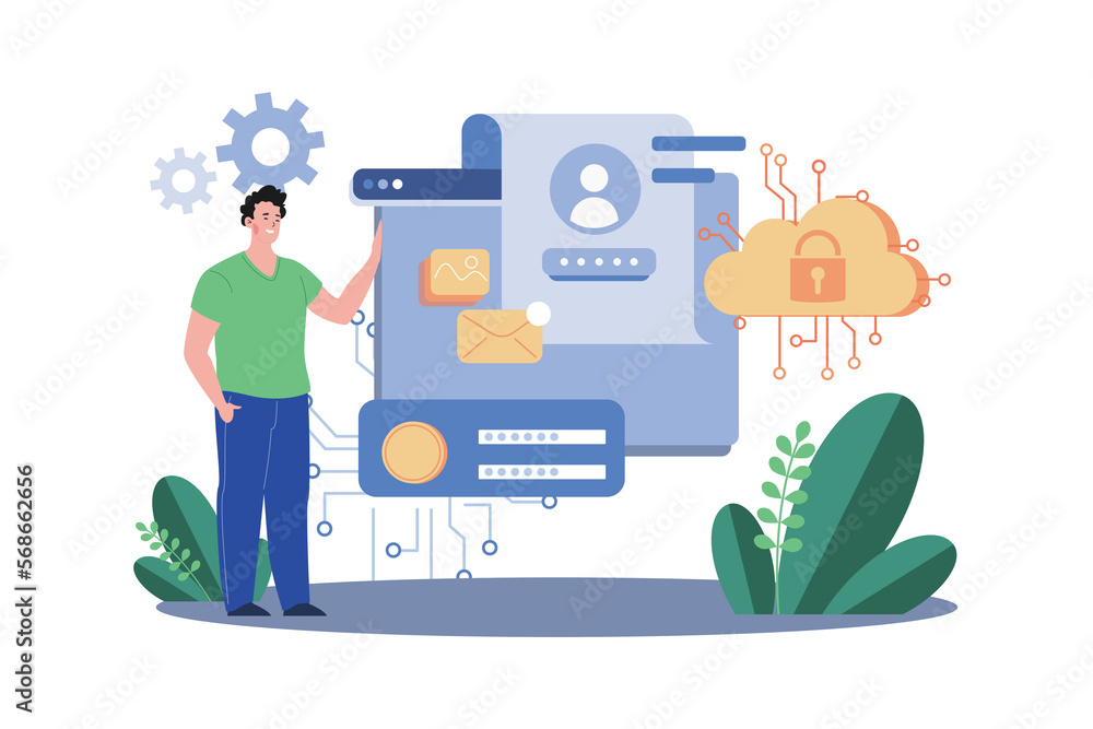 Private Data Protection Illustration concept on white background